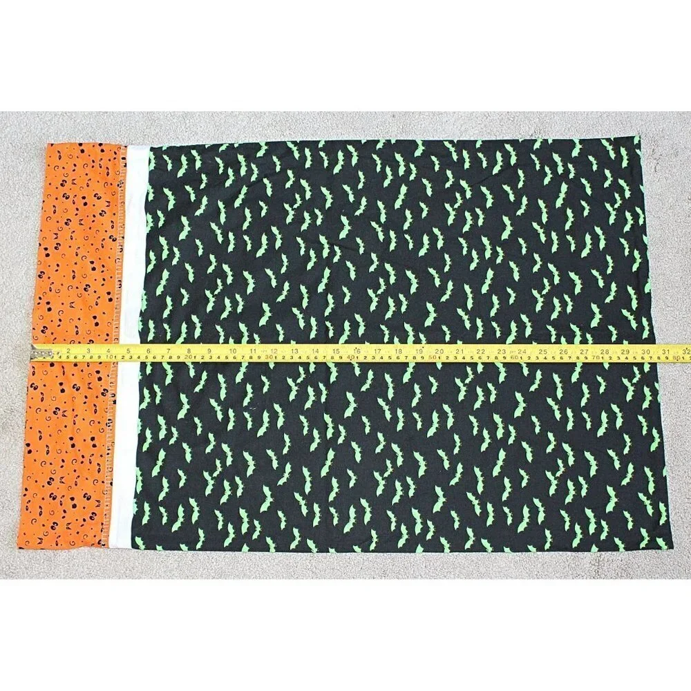 Scary Halloween Pillowcase - Green Bats, Googly Eyes - Standard